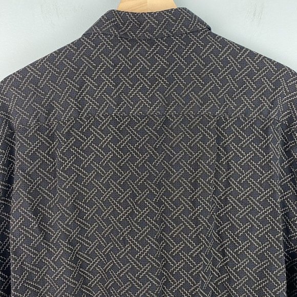 Nat Nast Hawaiian Shirt Men's XL Black Blue White Geometric Silk Blend Logo, EUC - Picture 3 of 6